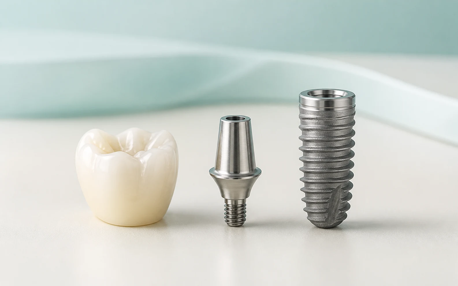 Dental implant vidası ve implant üstü diş restorasyonu